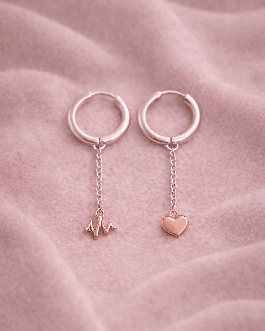 Pulse & Heart Huggie Earrings - Lioren Jewels