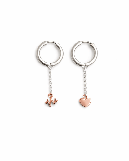 Pulse & Heart Huggie Earrings - Lioren Jewels
