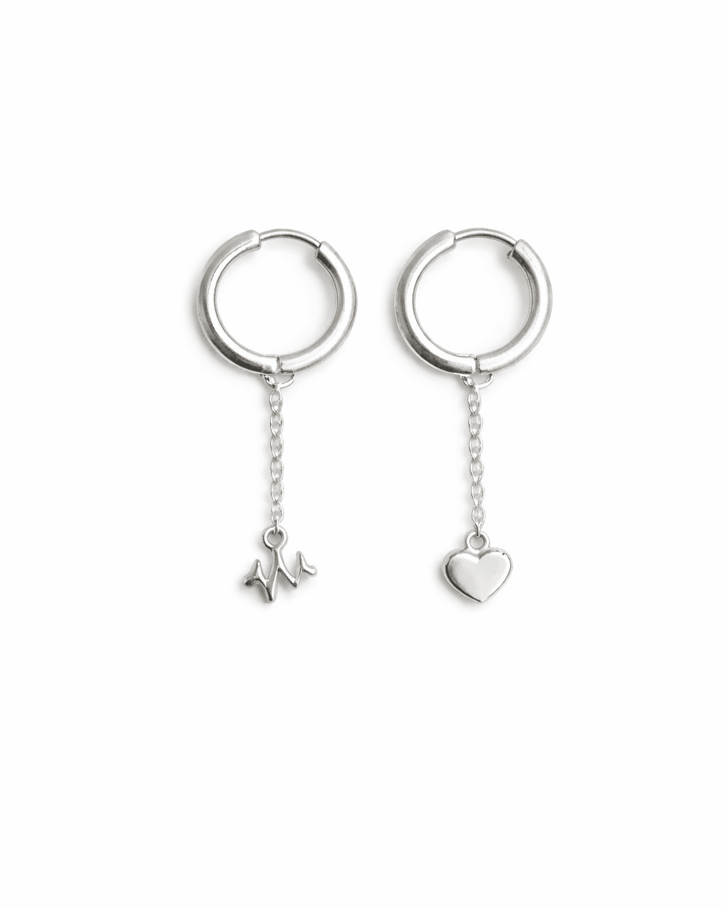 Pulse & Heart Huggie Earrings - Lioren Jewels